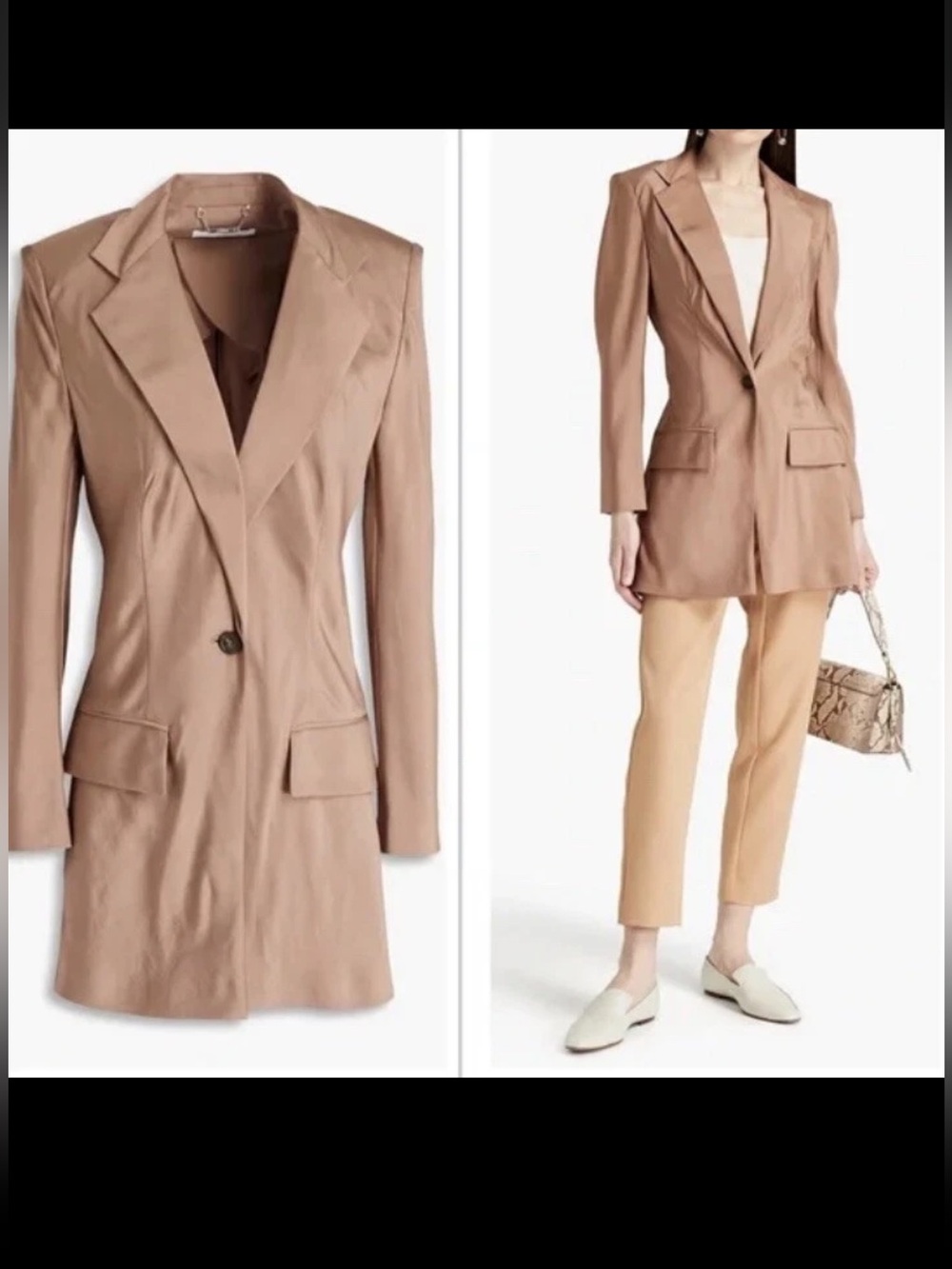 Chloé Single-Button Taupe Longline Blazer